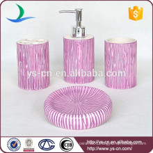 2015 Purple Vertical Stripes Ceramic 4pcs Bathroom Accessories Set